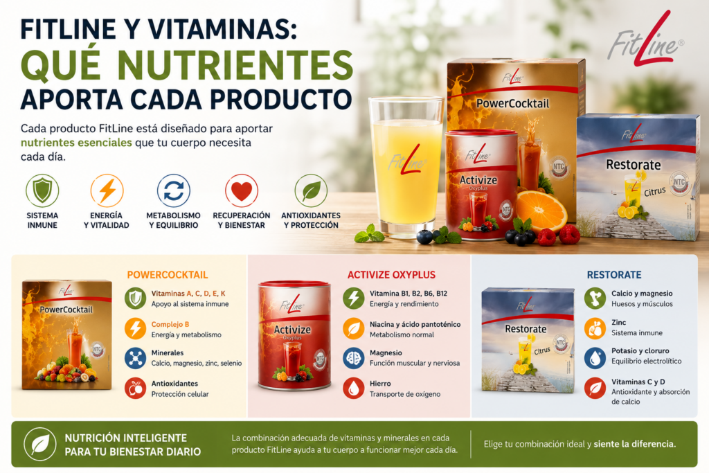 FitLine y vitaminas: qué nutrientes aporta cada producto