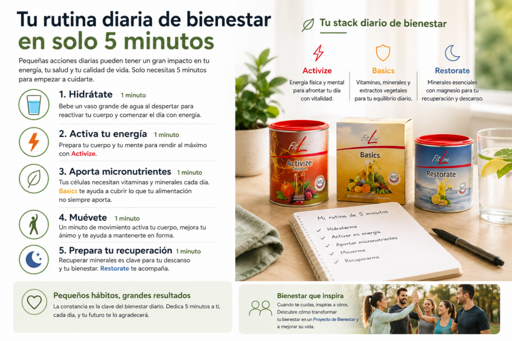 productos para la rutina del bienestar con productos fit